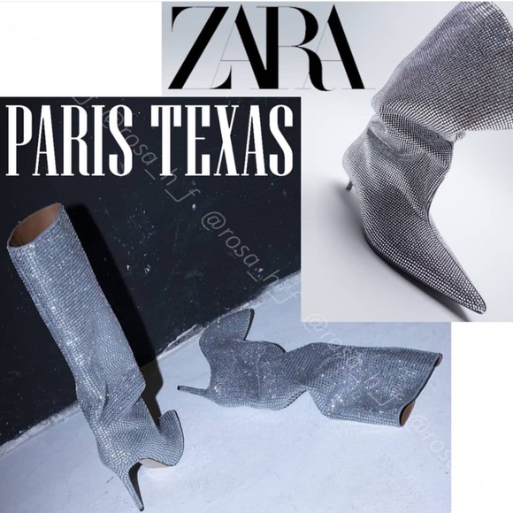 Zara Shoes - 💎 Zara Heeled Sparkly Boots "Silver" NWT 💎